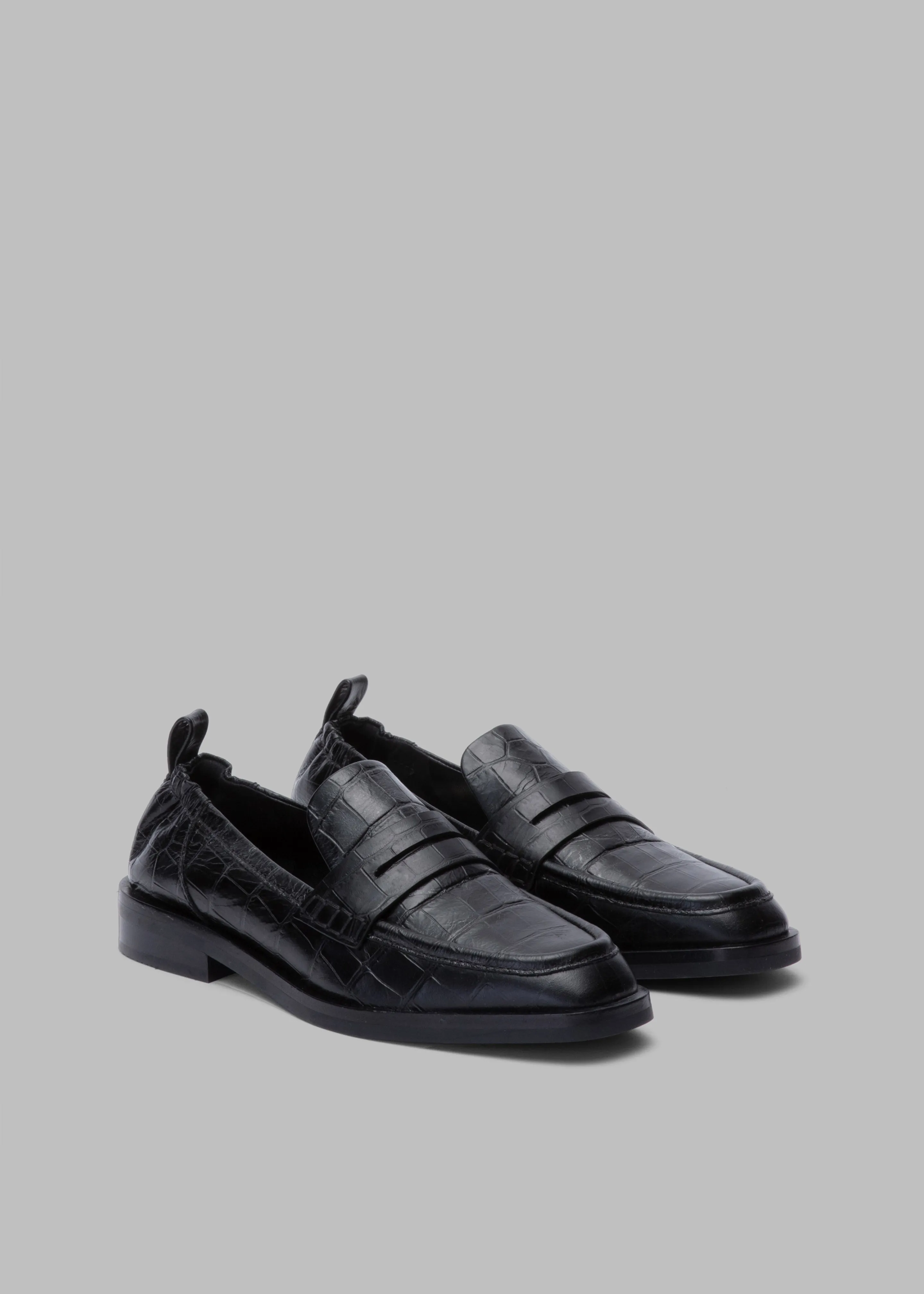 3.1 Phillip Lim Alexa Soft Penny Croco Loafers - Black