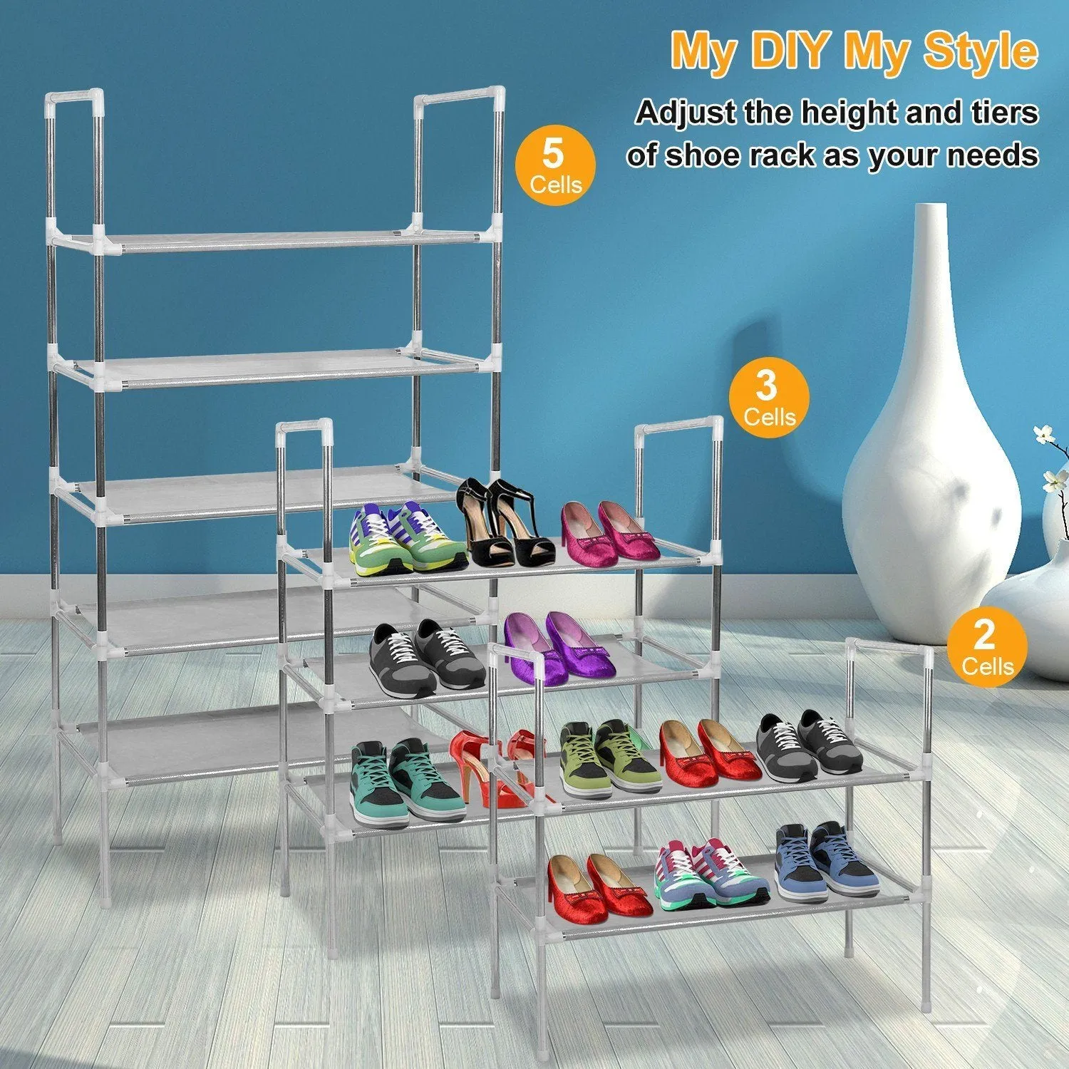 5-Tiers Shoe Rack Shelves 15 Pairs Shoe Oraganizer