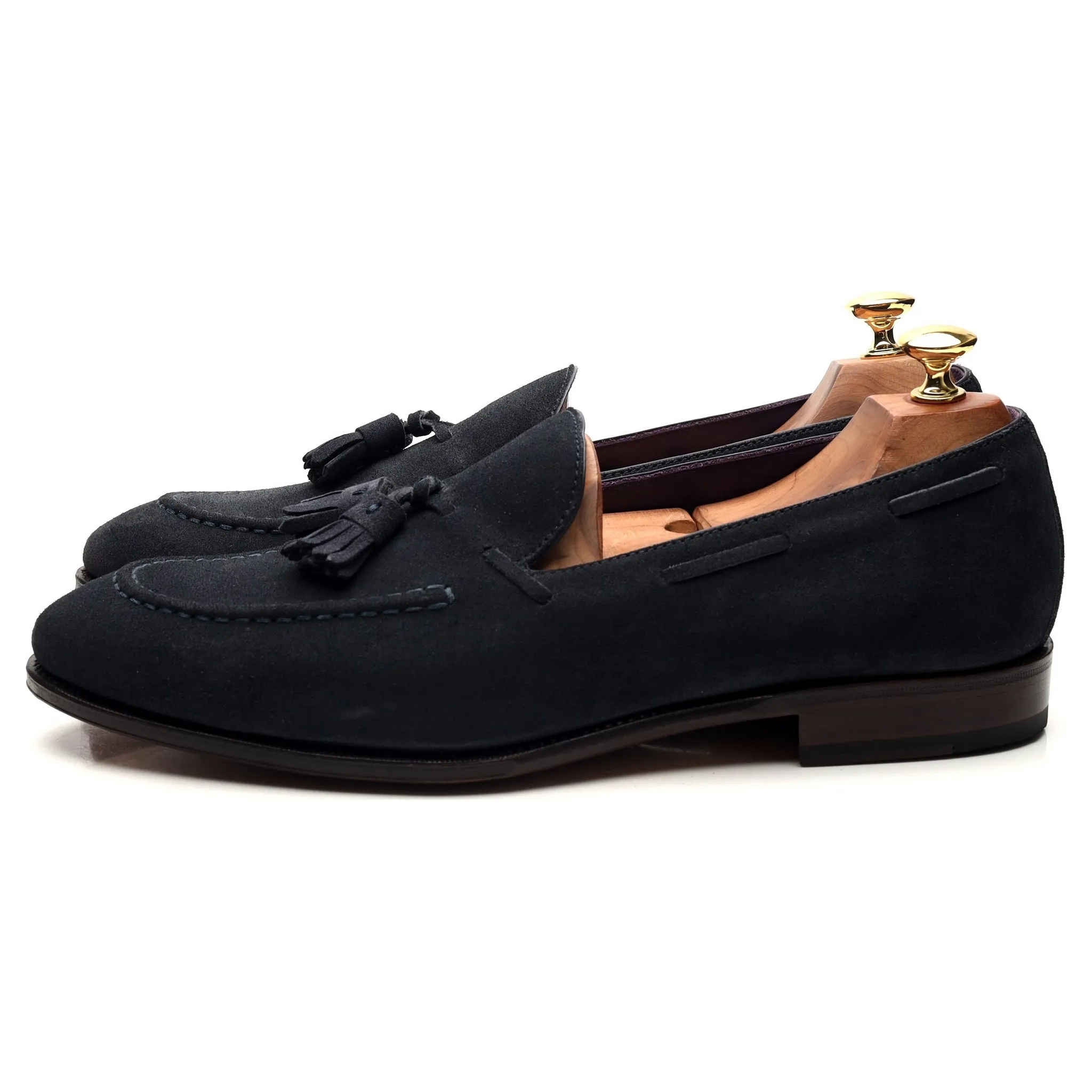 '80215' Navy Blue Suede Tassel Loafers UK 9.5