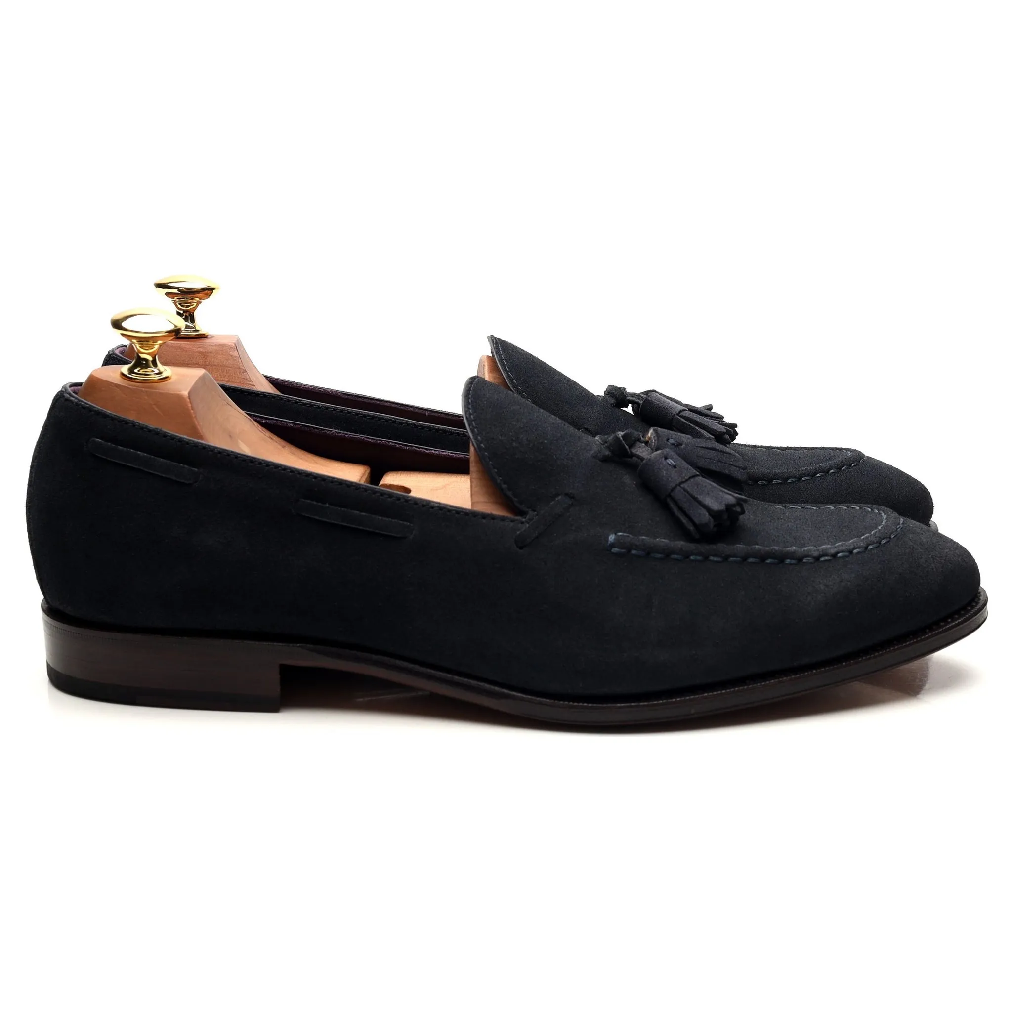 '80215' Navy Blue Suede Tassel Loafers UK 9.5