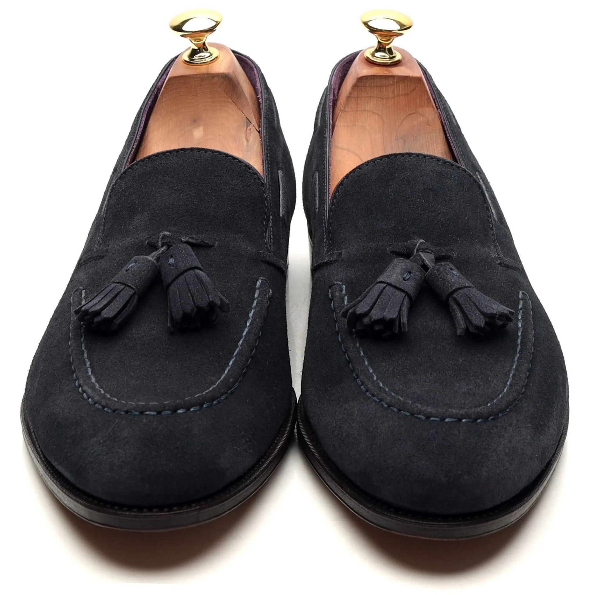 '80215' Navy Blue Suede Tassel Loafers UK 9.5