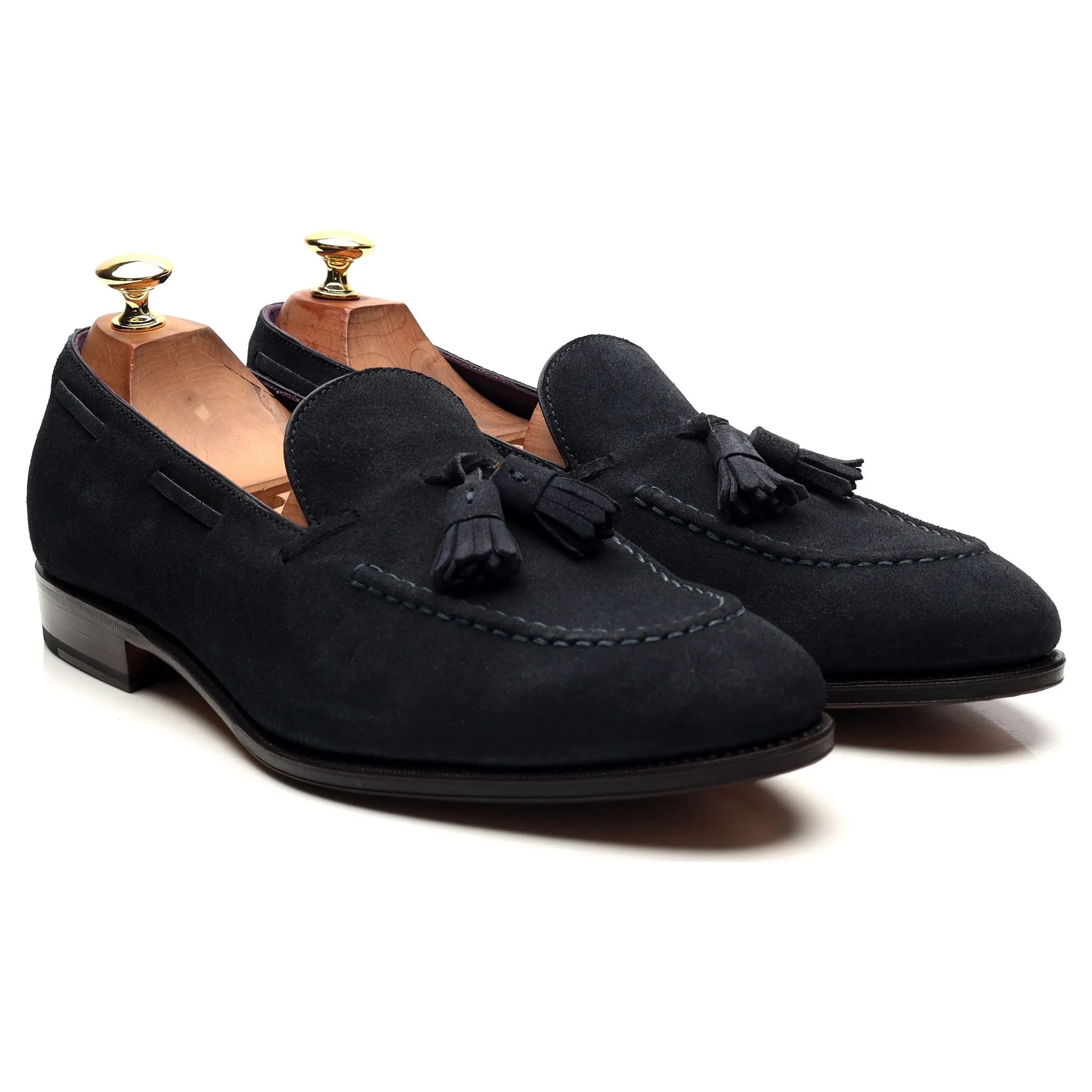 '80215' Navy Blue Suede Tassel Loafers UK 9.5