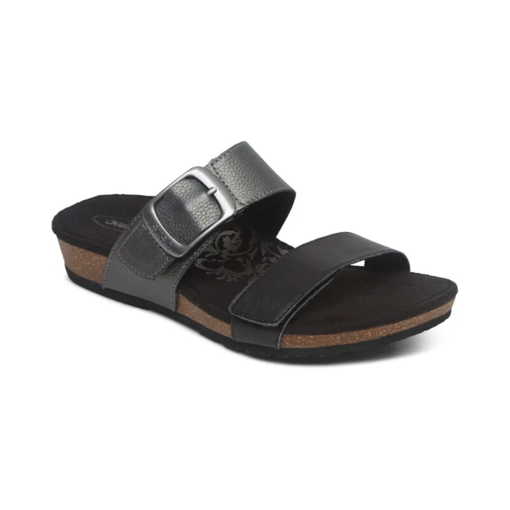 Aetrex Women's Daisy Adjustable Slide Sandal Black