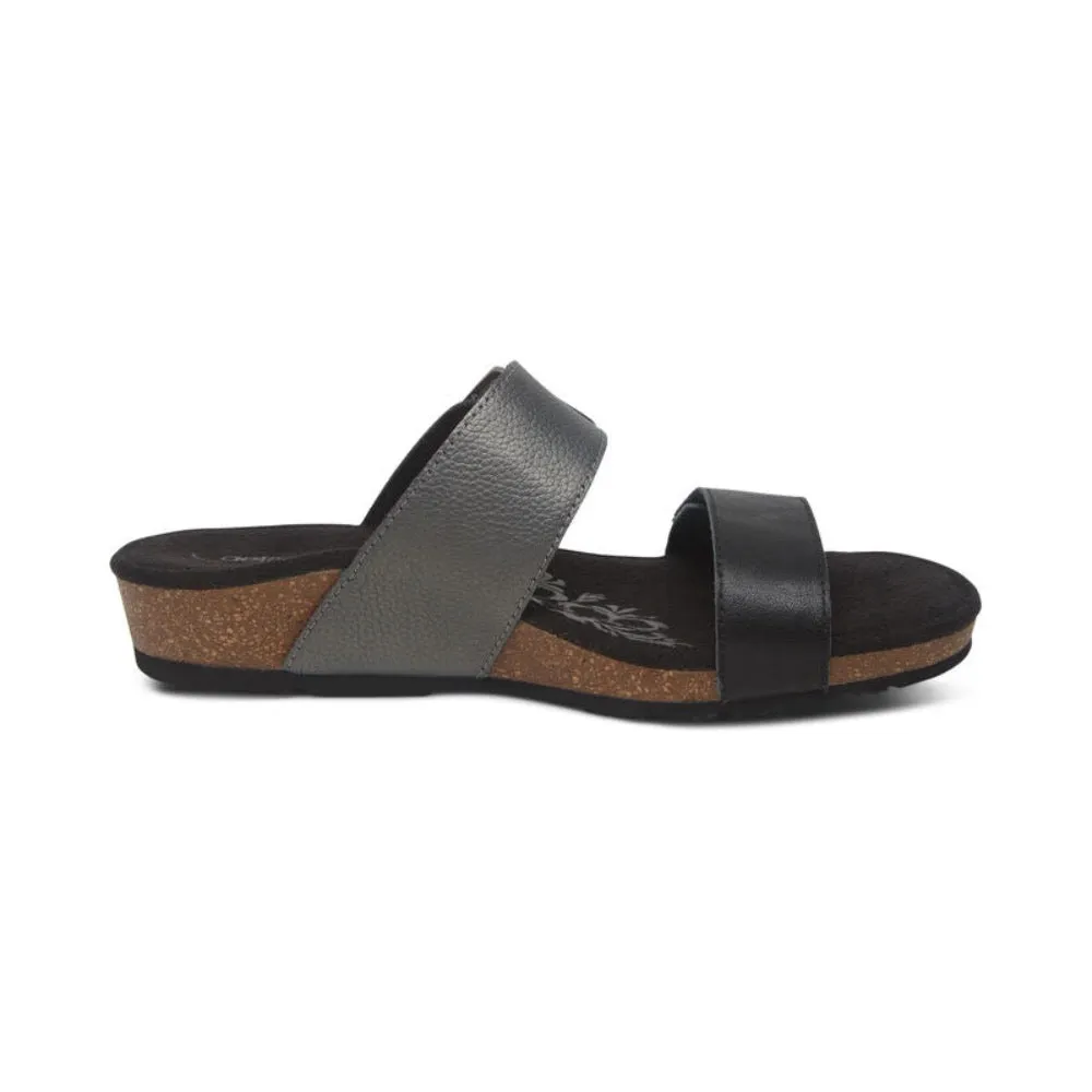 Aetrex Women's Daisy Adjustable Slide Sandal Black