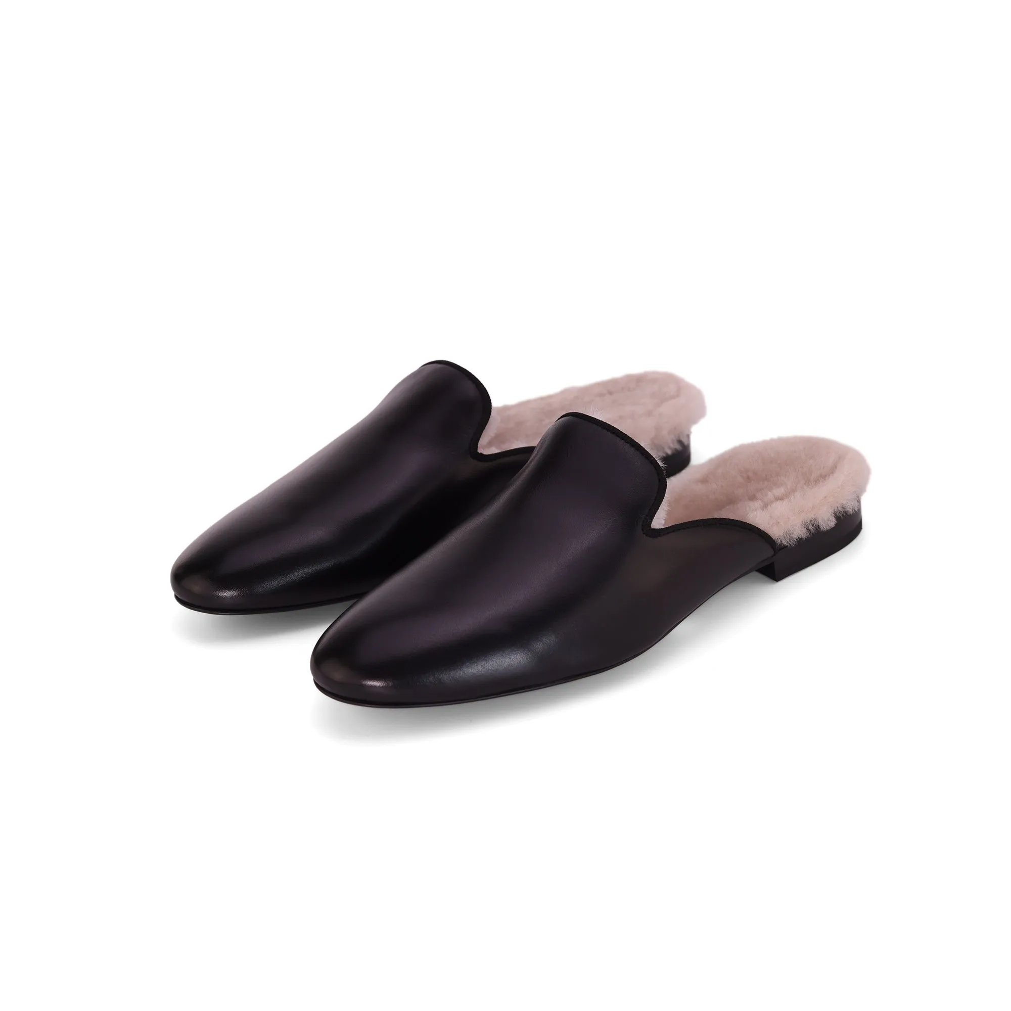 AiciBerllucci KATE   Calfskin Leather wool lining slippers