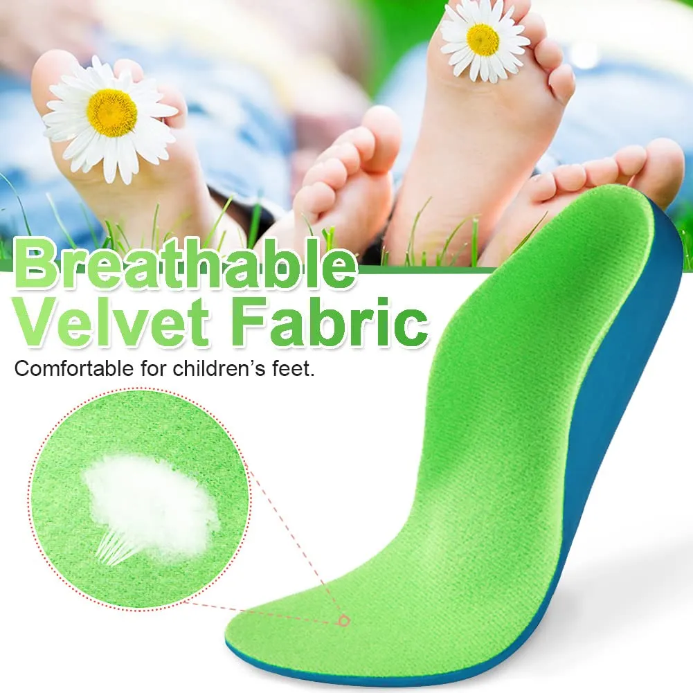 Ailaka Kids Orthotic Arch Support Shoe Insoles, Children PU Foam Cushioning Inserts for Flat feet, Plantar Fasciitis, Feet Heel Pain Relief 1/2.5 UK Green