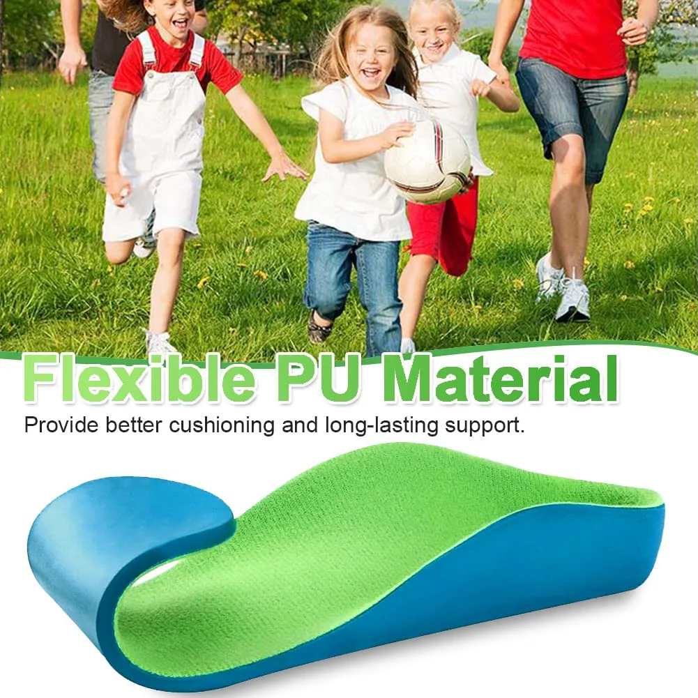 Ailaka Kids Orthotic Arch Support Shoe Insoles, Children PU Foam Cushioning Inserts for Flat feet, Plantar Fasciitis, Feet Heel Pain Relief 1/2.5 UK Green