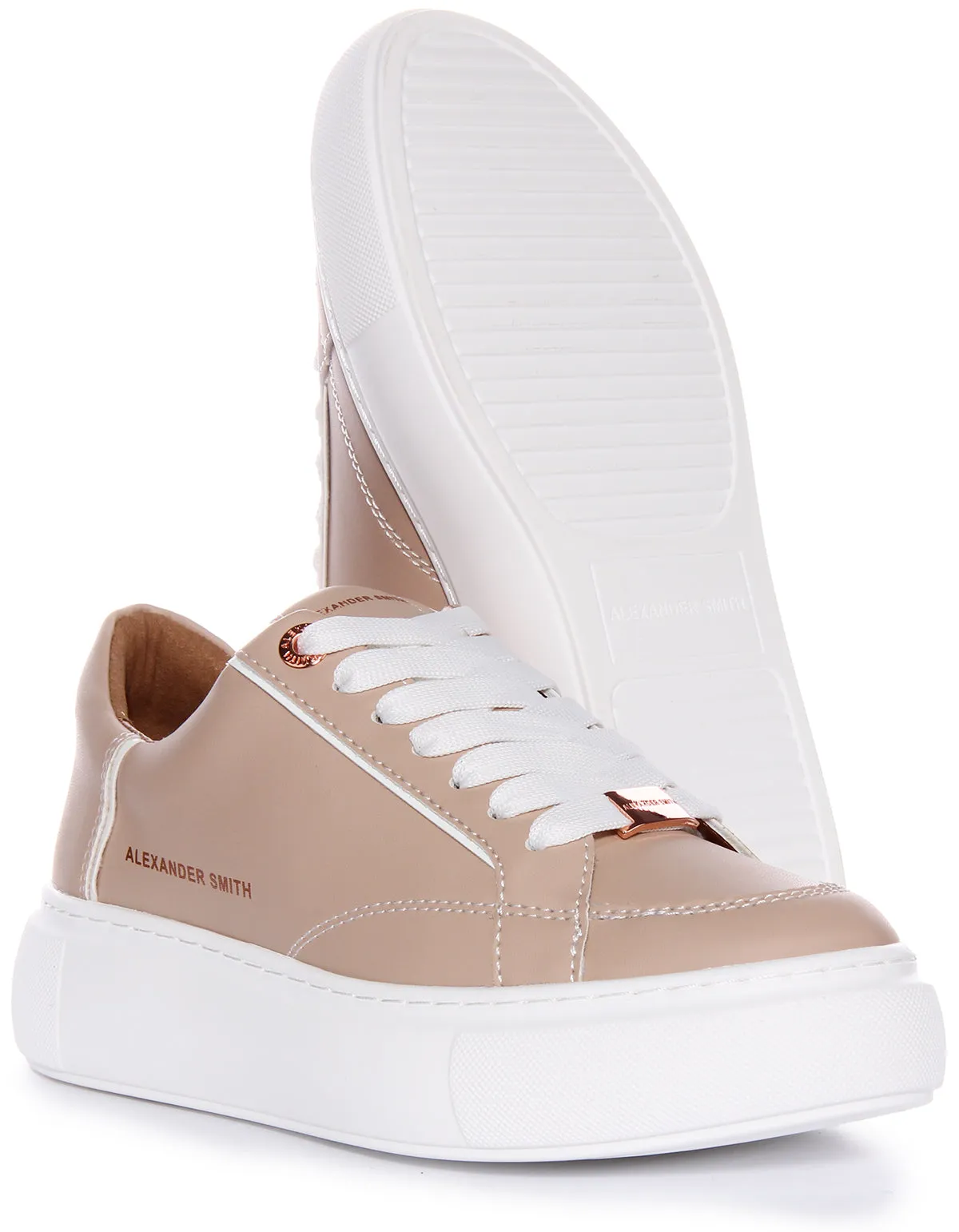 Alexander Smith Platform Trainers In Camel For Women