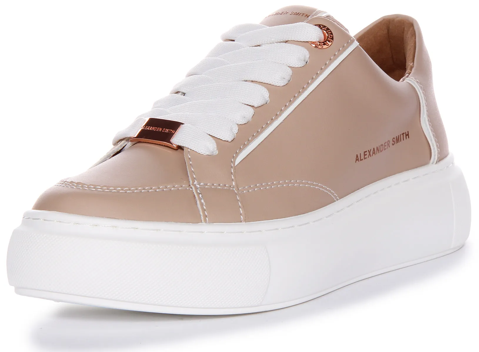 Alexander Smith Platform Trainers In Camel For Women