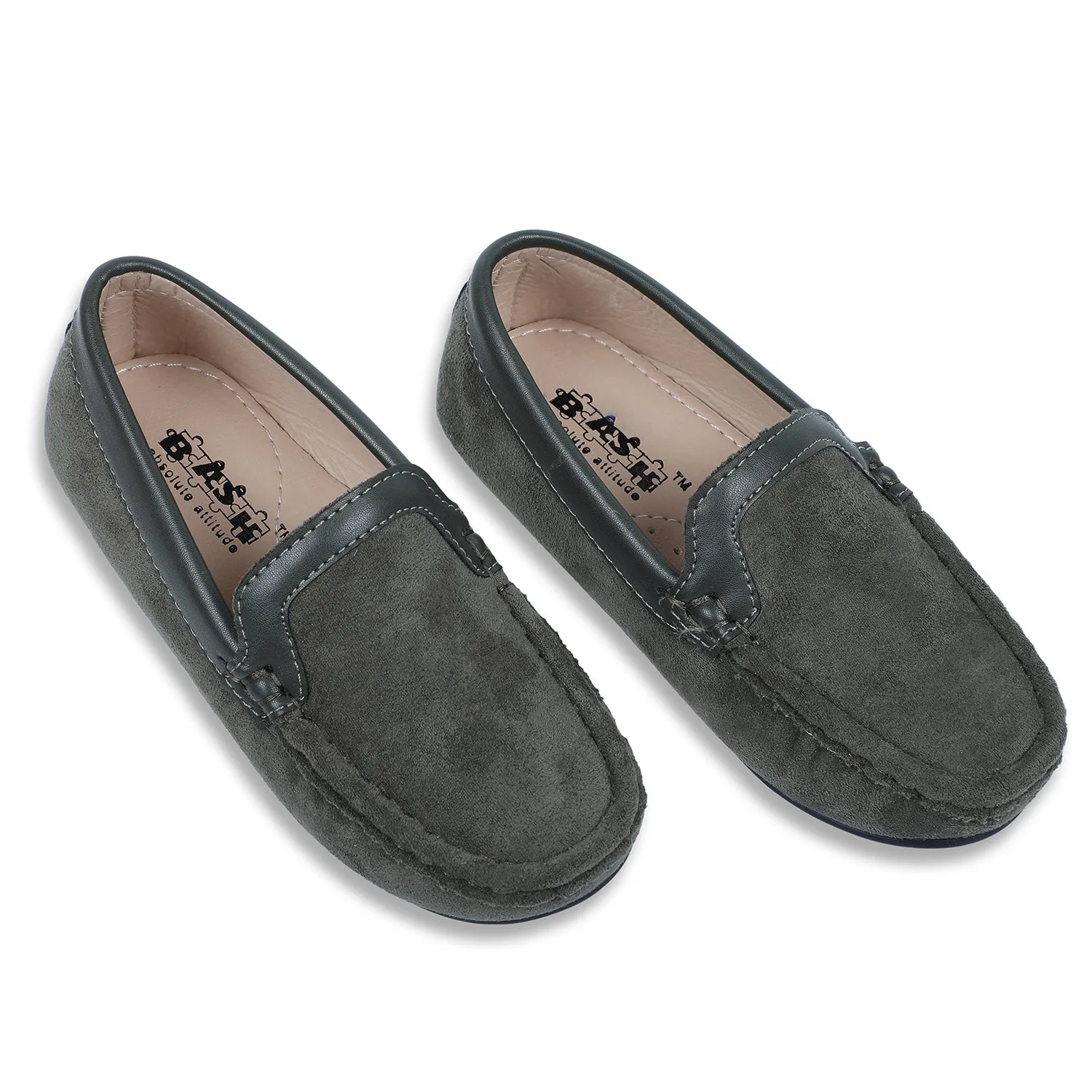 Baby Moo x Bash Kids Suede Loafer Shoes - Dark Green