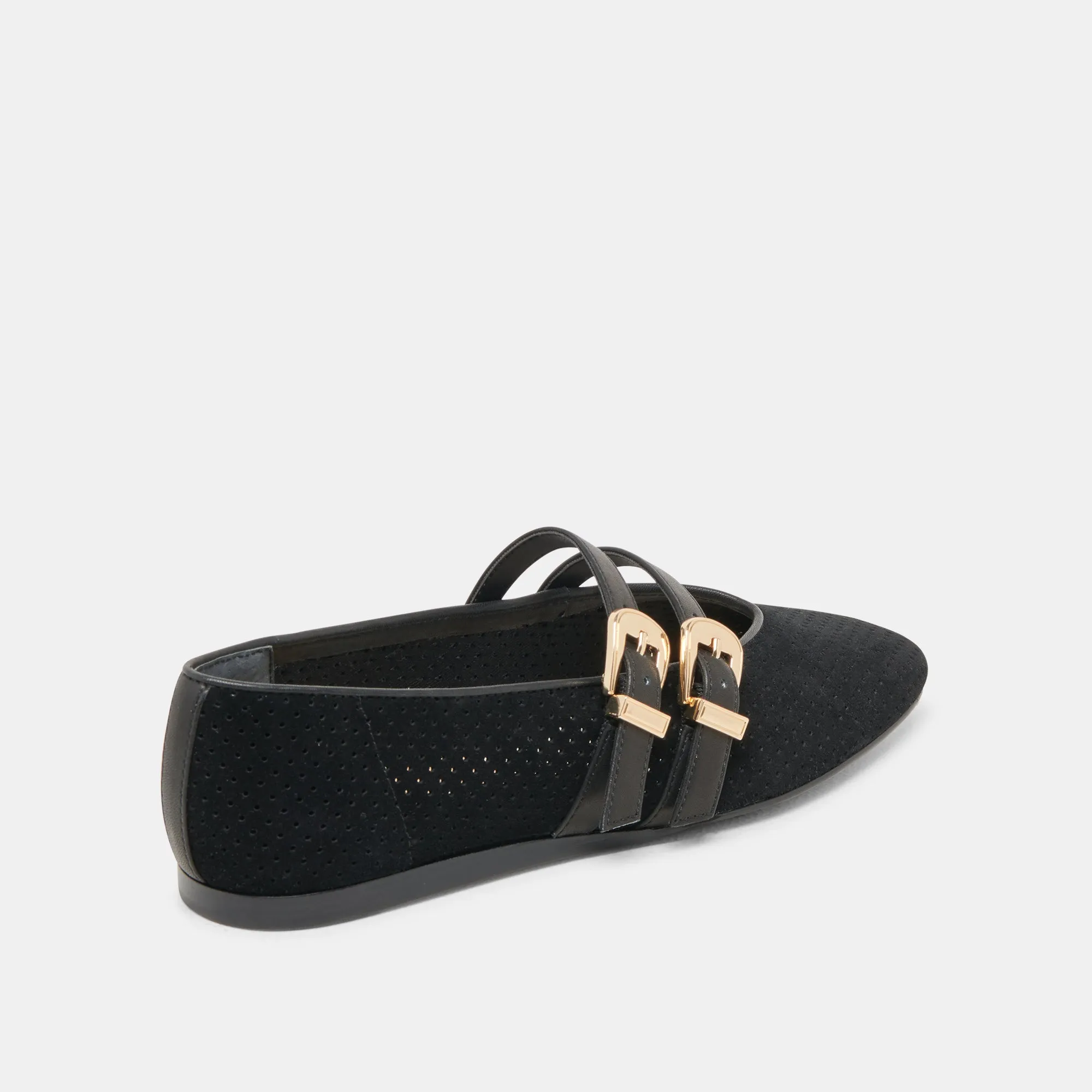 BAYLEE BALLET FLATS ONYX PERFORATED SUEDE