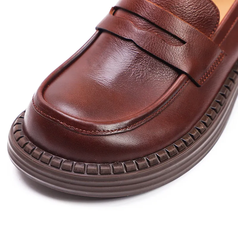 Big Toe Wide Fit Leather Penny Loafers in Black/Coffee