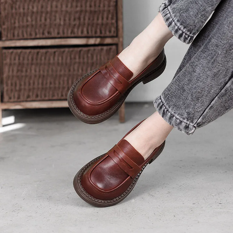 Big Toe Wide Fit Leather Penny Loafers in Black/Coffee