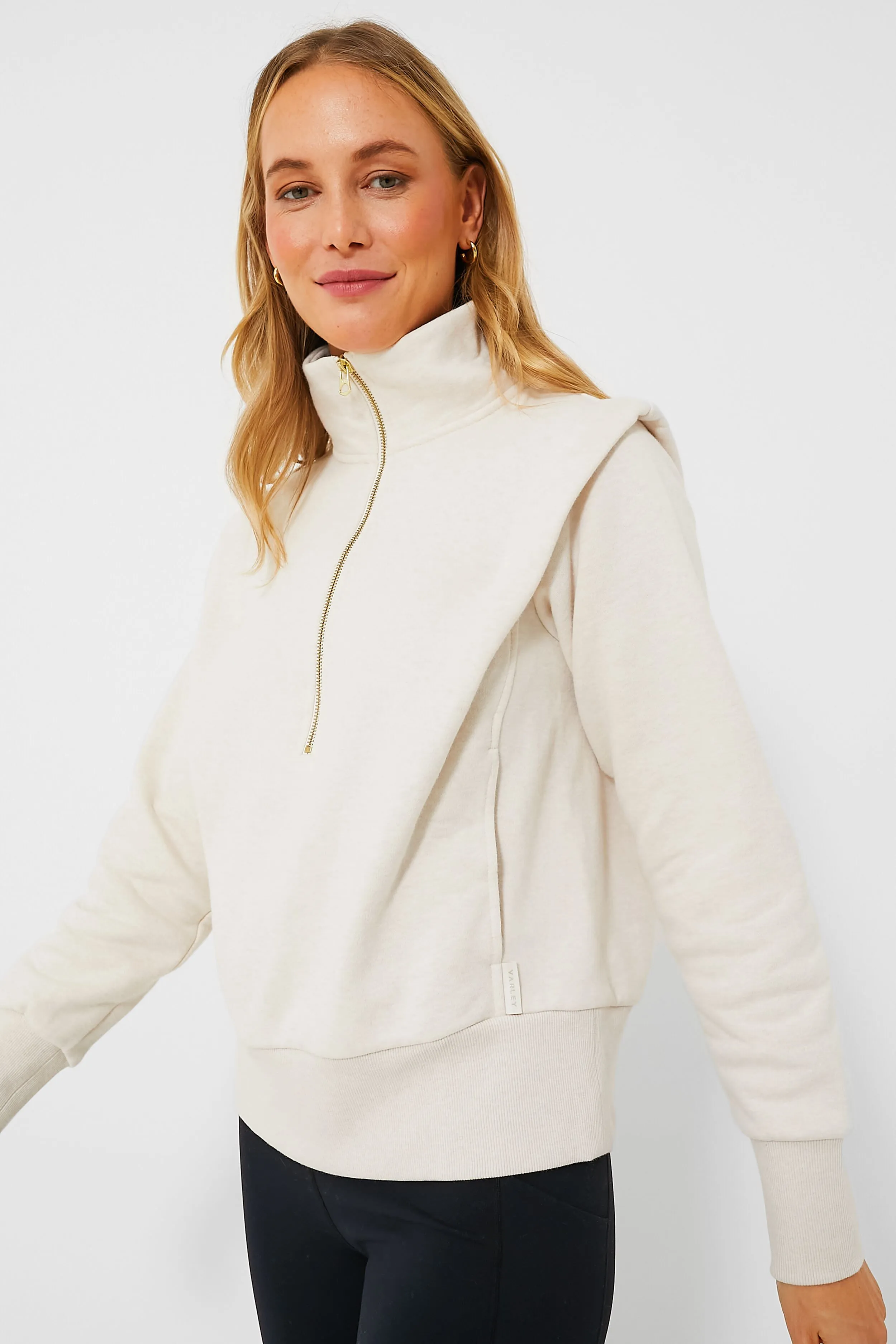 Birch Marl Darah Half Zip Sweat