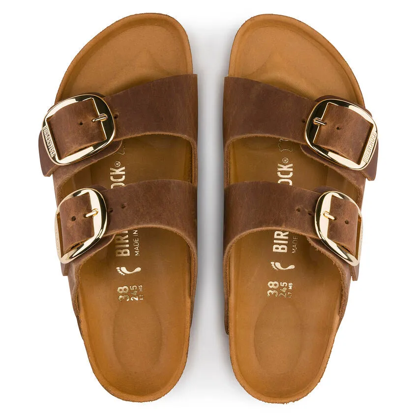 Birkenstock Arizona Big Buckle Waxy Leather Regular Footbed Sandal - Cognac 1011072