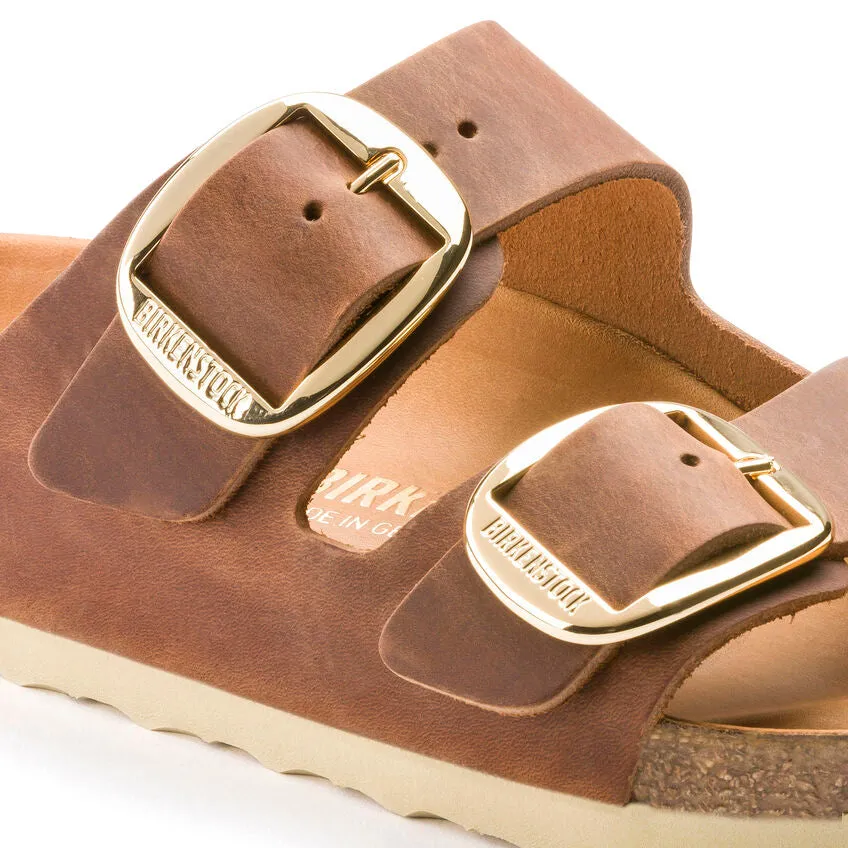 Birkenstock Arizona Big Buckle Waxy Leather Regular Footbed Sandal - Cognac 1011072