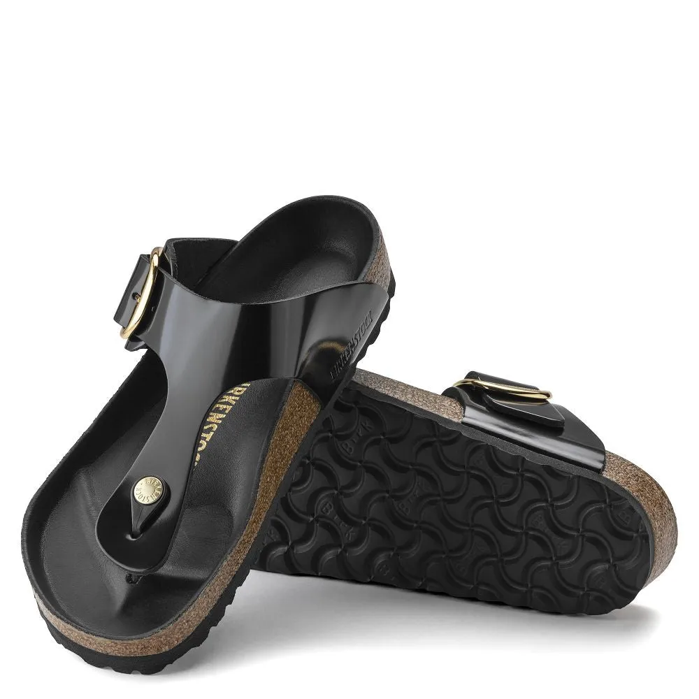 Birkenstock Women's Gizeh Big Buckle Natural Leather Patent in Black