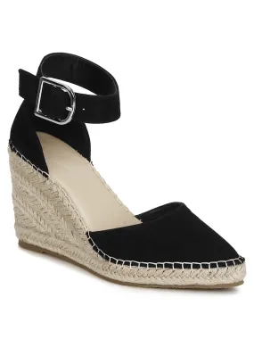 Black Micro Covered Jute Wedges