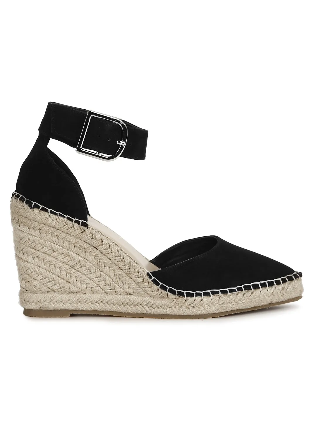 Black Micro Covered Jute Wedges