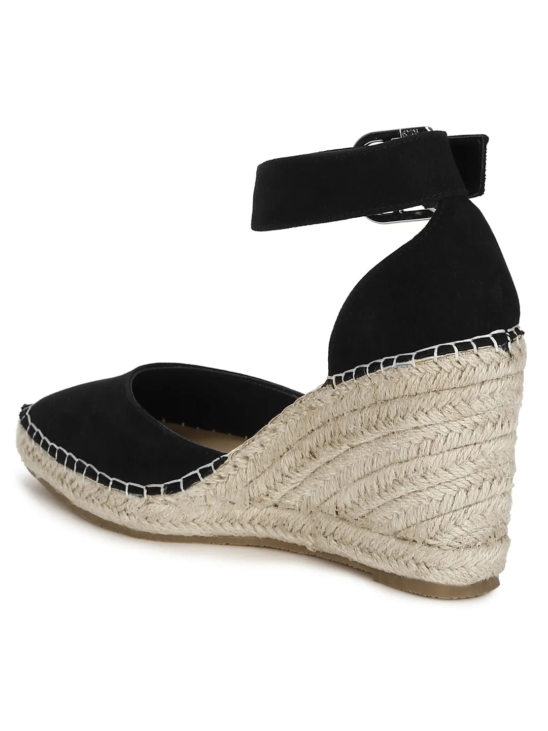 Black Micro Covered Jute Wedges