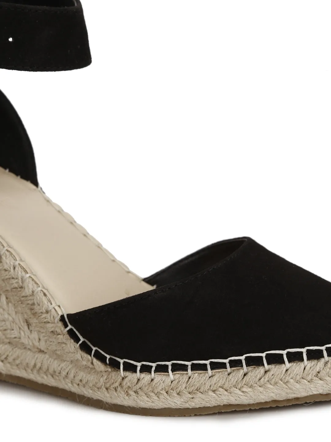 Black Micro Covered Jute Wedges