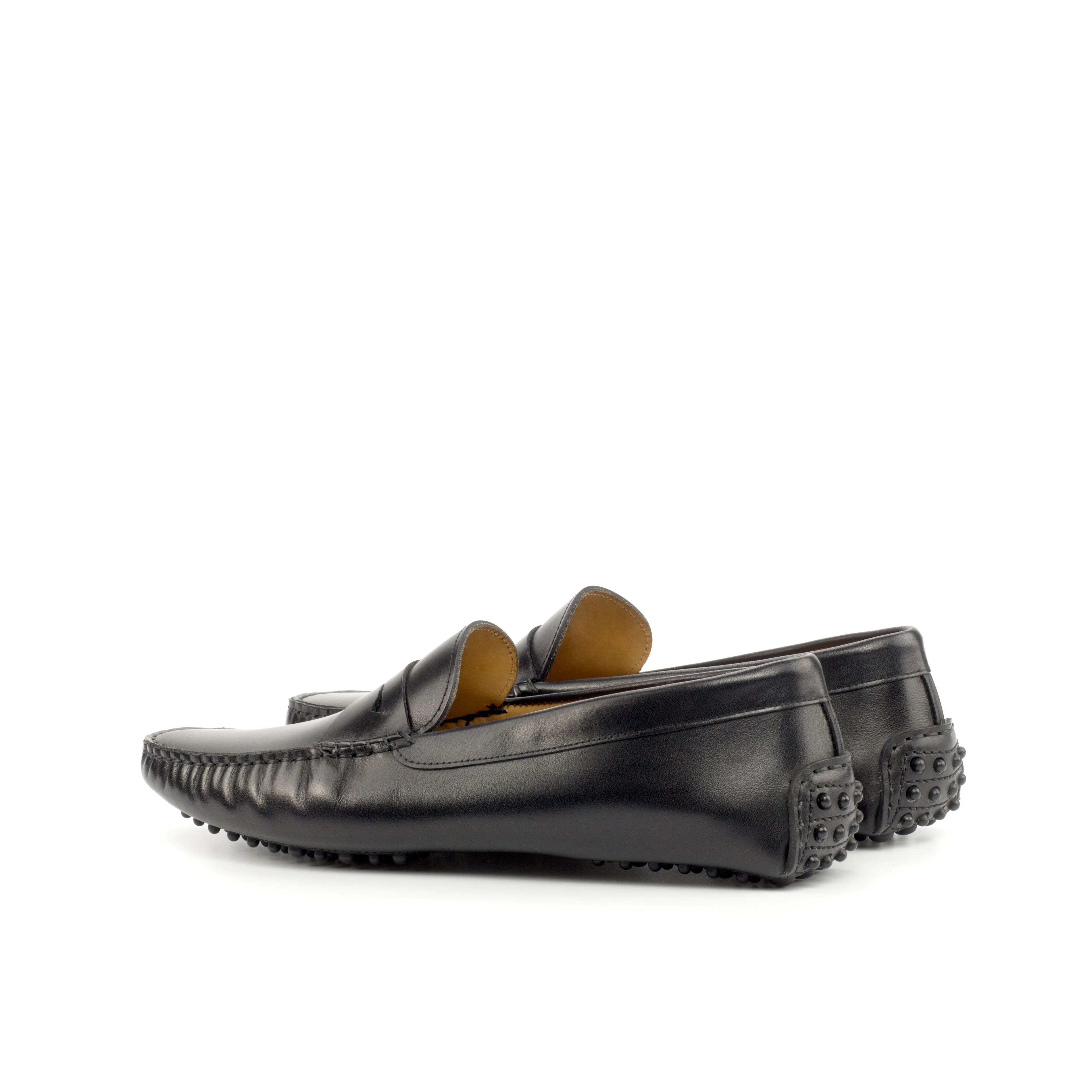 Black Nappa Leather Penny Driving Loafers