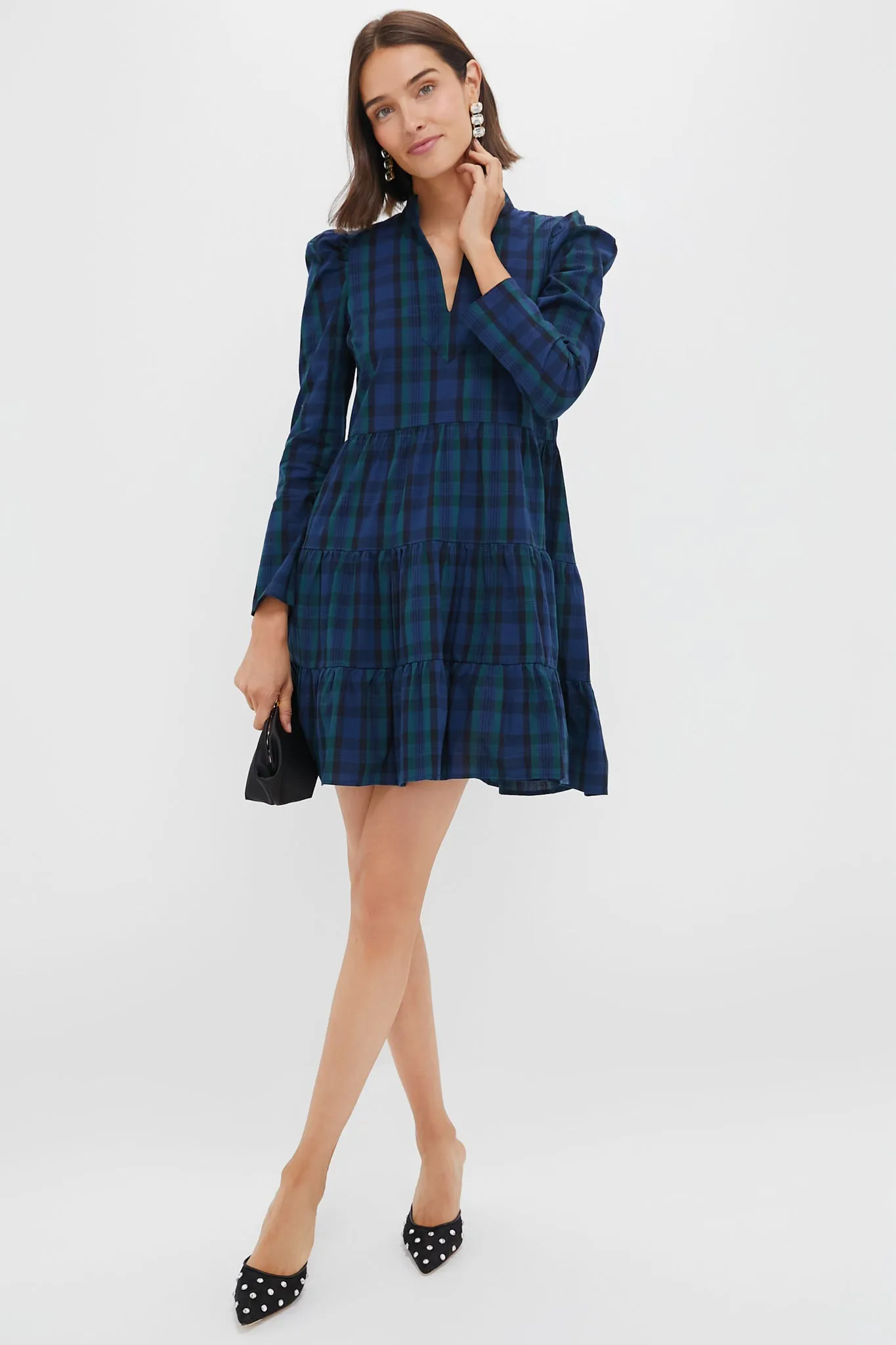 Blackwatch Long Sleeve Tunic Flare Dress