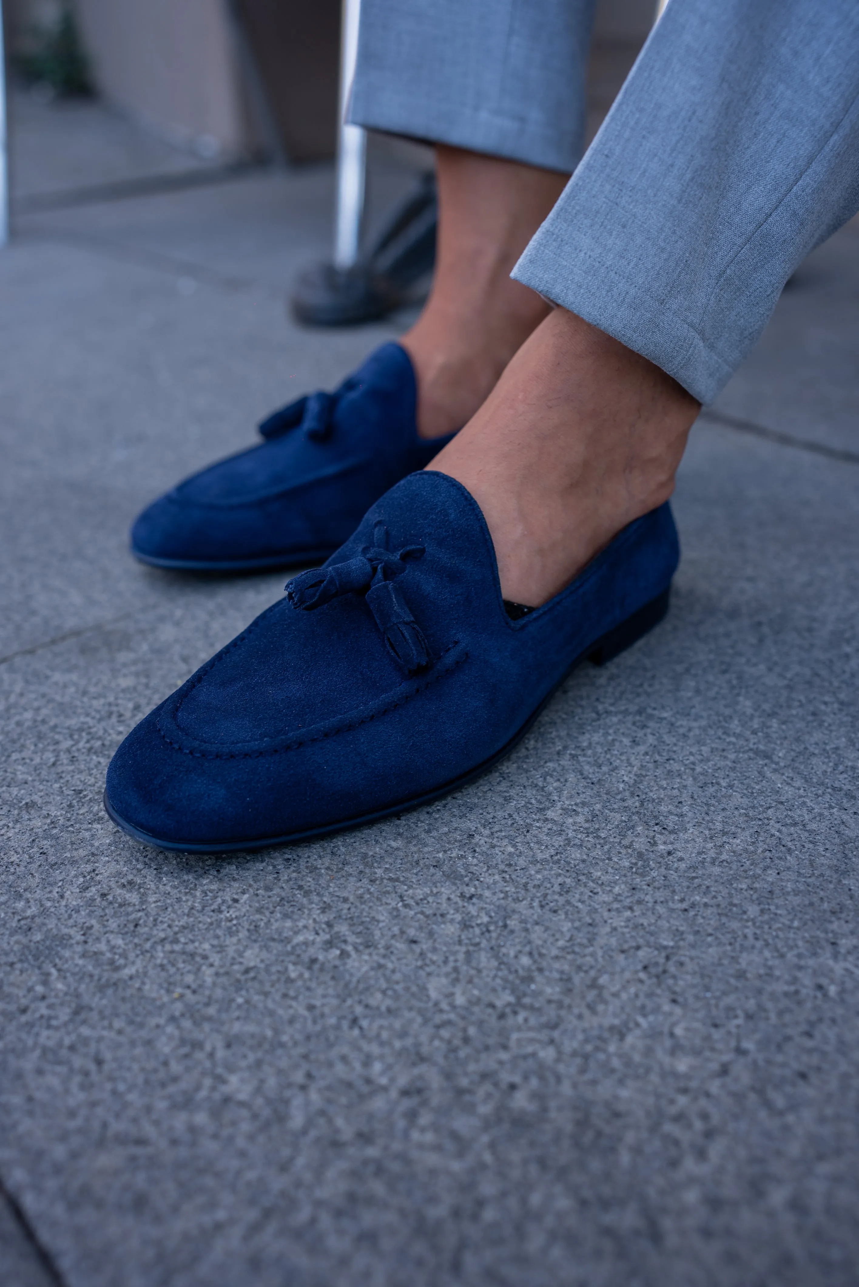 Brabion Bravo Navy Blue Suede Loafers - Elegant Comfort for Every Occasion