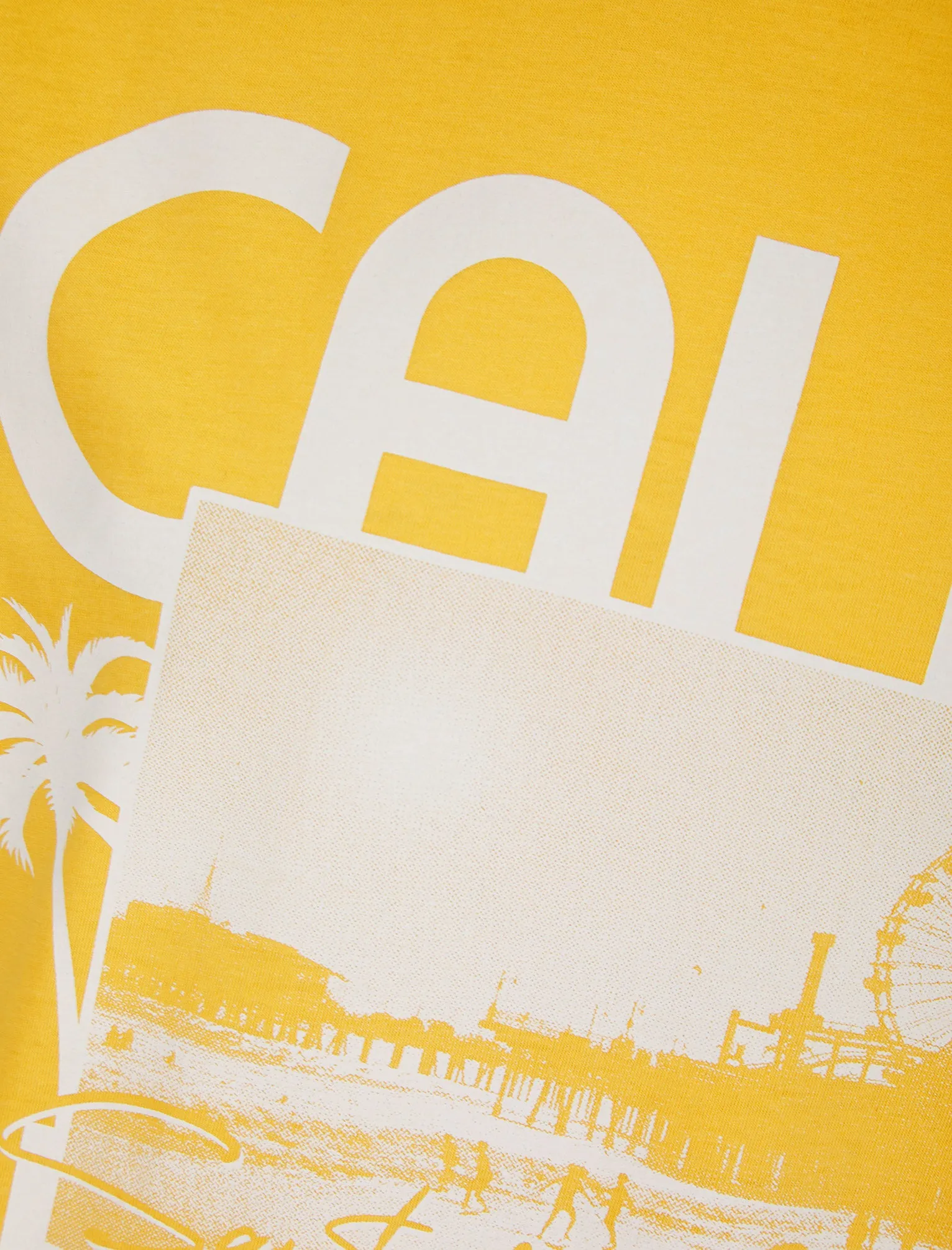 Cali Dreams Motif Cotton Jersey T-Shirt in Golden Cream - South Shore