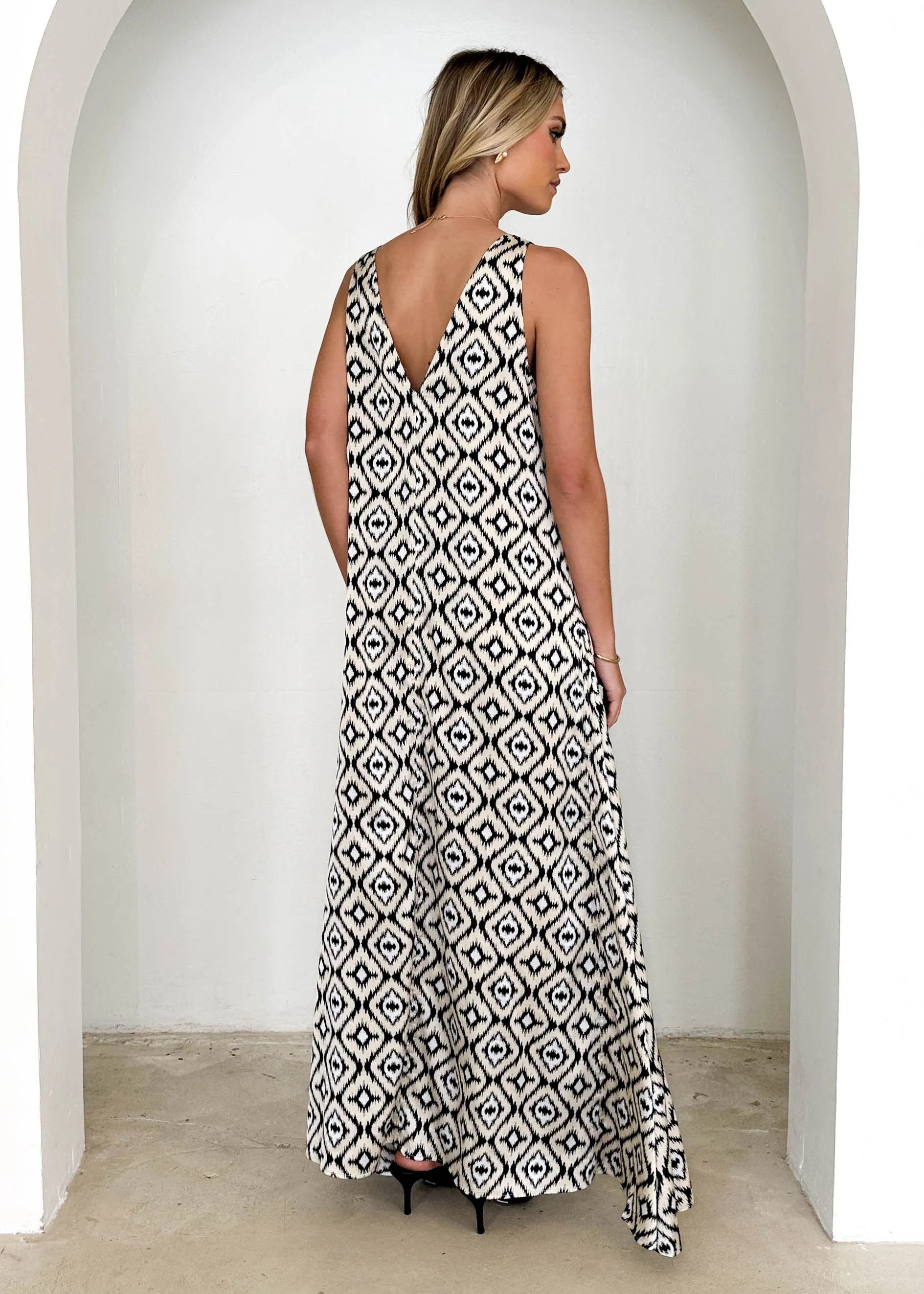 Cantina Maxi Dress - Cream Ikat