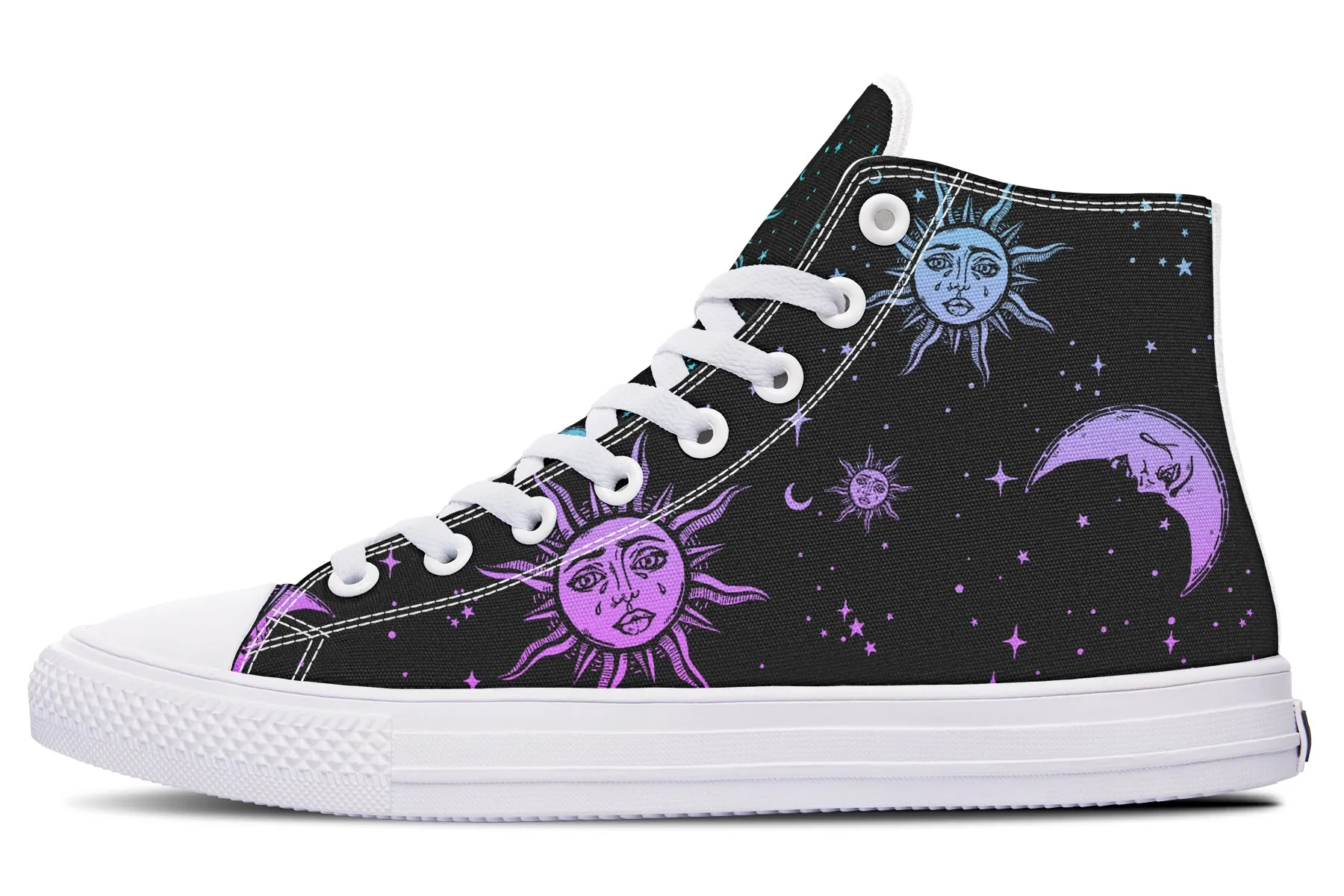 Celestial Pastel High Tops - Classic Premium Canvas Shoes with Comfortable and Durable Soles