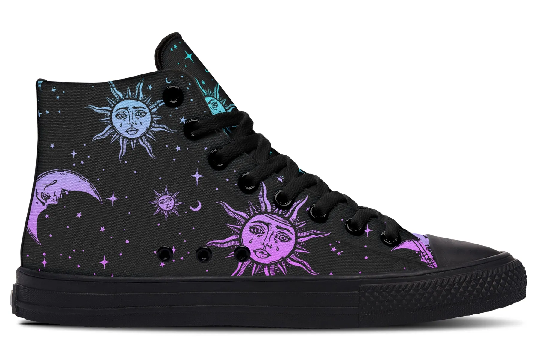 Celestial Pastel High Tops - Classic Premium Canvas Shoes with Comfortable and Durable Soles