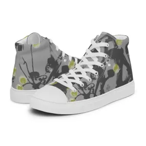 Chamomile Print Women’s high top canvas shoes-Art by Delesslin George-Warren