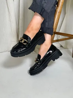 Chunky Patent Loafers - Black