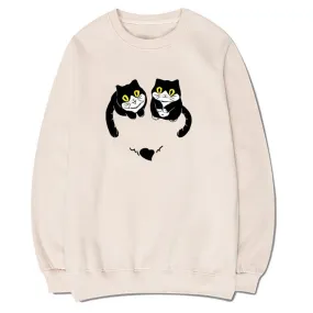 CORIRESHA Unisex Cute Cat Sweatshirts Crewneck Long Sleeves Casual Hearts Pullovers