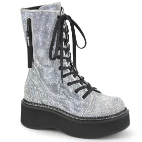 EMILY-362 Silver Vegan Leather-Rhinstone