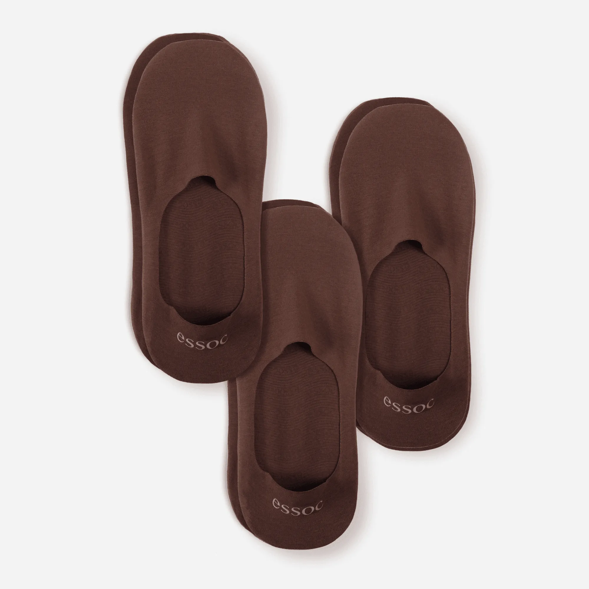 Espresso Brown Cotton No Show Socks 3-Pack