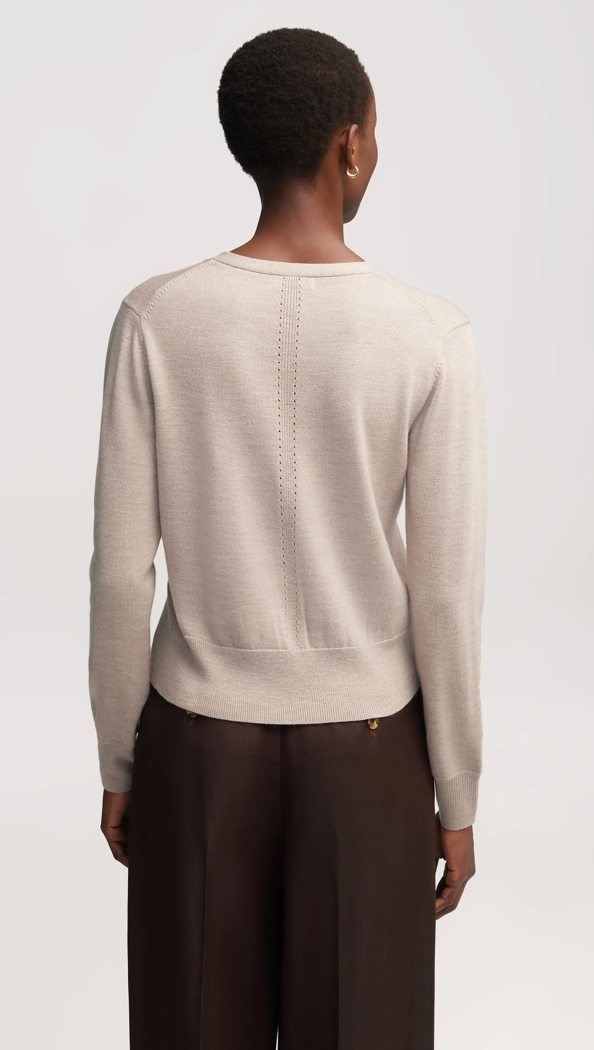 Everyday Knit Crew Cardigan in Merino Wool | Beige