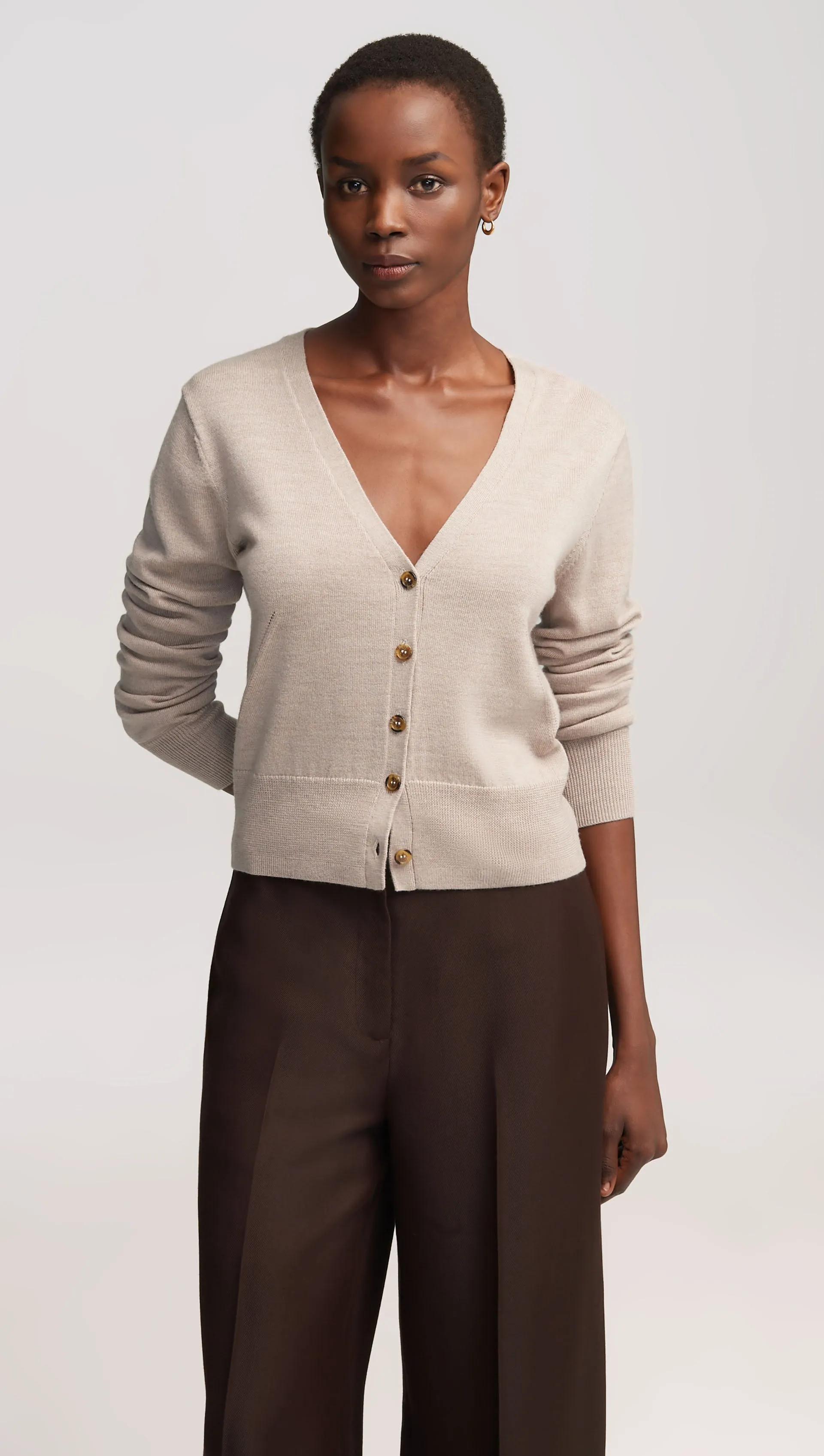 Everyday Knit Crew Cardigan in Merino Wool | Beige