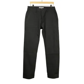 Fatigue pants in washed black herringbone cotton