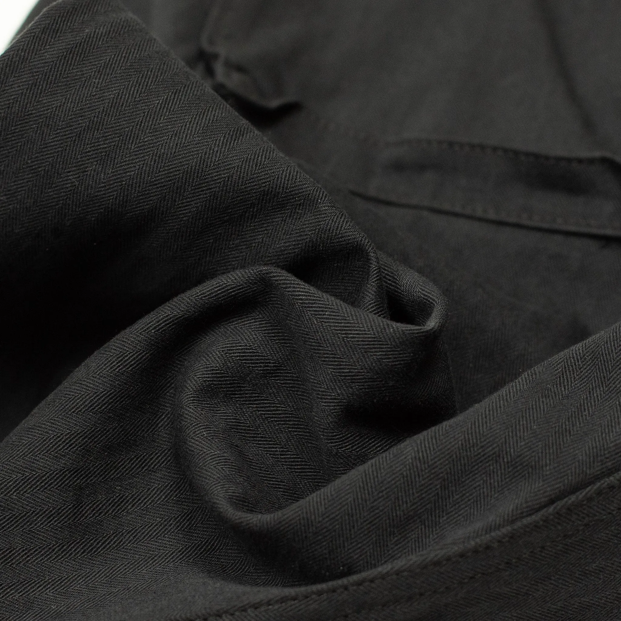 Fatigue pants in washed black herringbone cotton