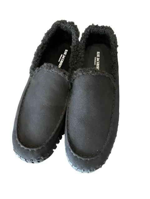 FAUX FUR LINED BLACK LOAFER