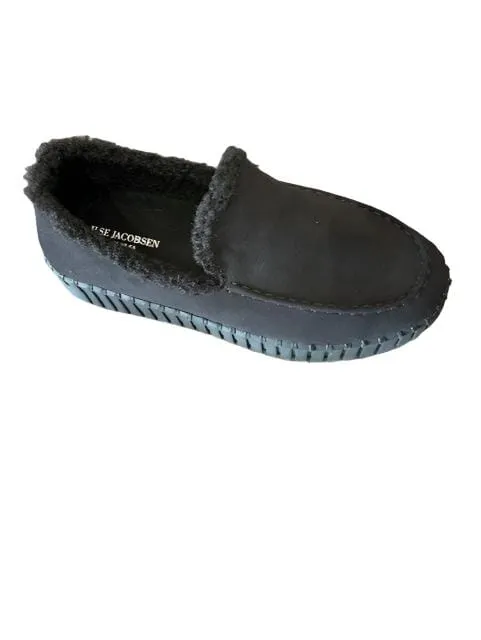 FAUX FUR LINED BLACK LOAFER