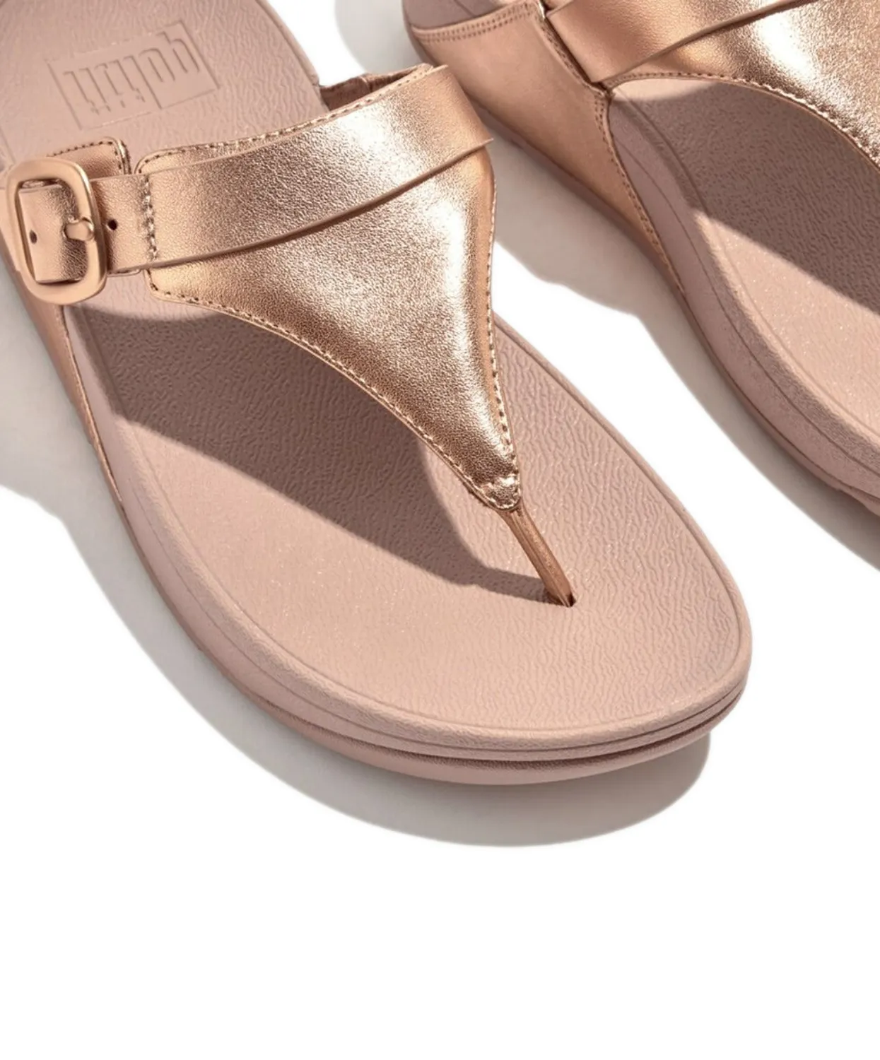 Fitflop Lulu Adjustable Leather Toe Post Sandals Rose Gold