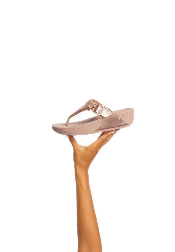 Fitflop Lulu Adjustable Leather Toe Post Sandals Rose Gold