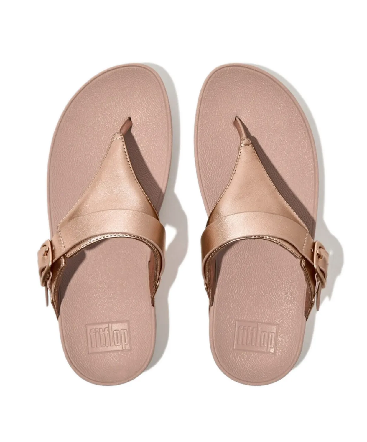 Fitflop Lulu Adjustable Leather Toe Post Sandals Rose Gold