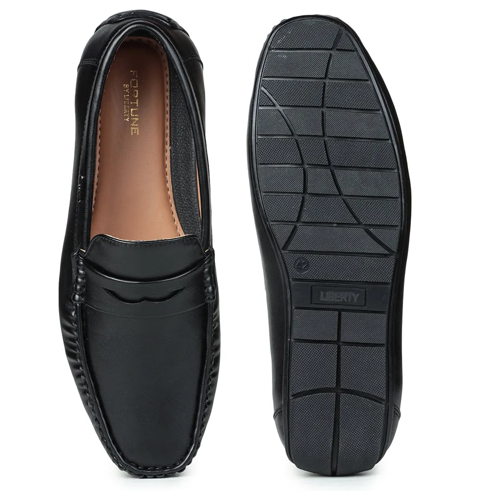 Fortune (Black) Penny Loafer Shoes For Men Fdy-206 By Liberty