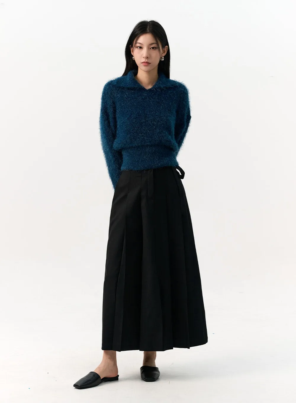 Fuzzy Knit Collar Sweater IO320