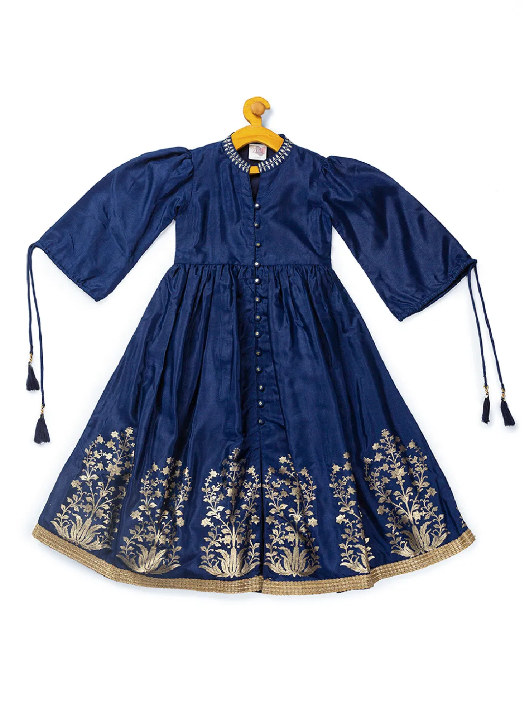 Girls Blue Poly Silk Dress For Girls