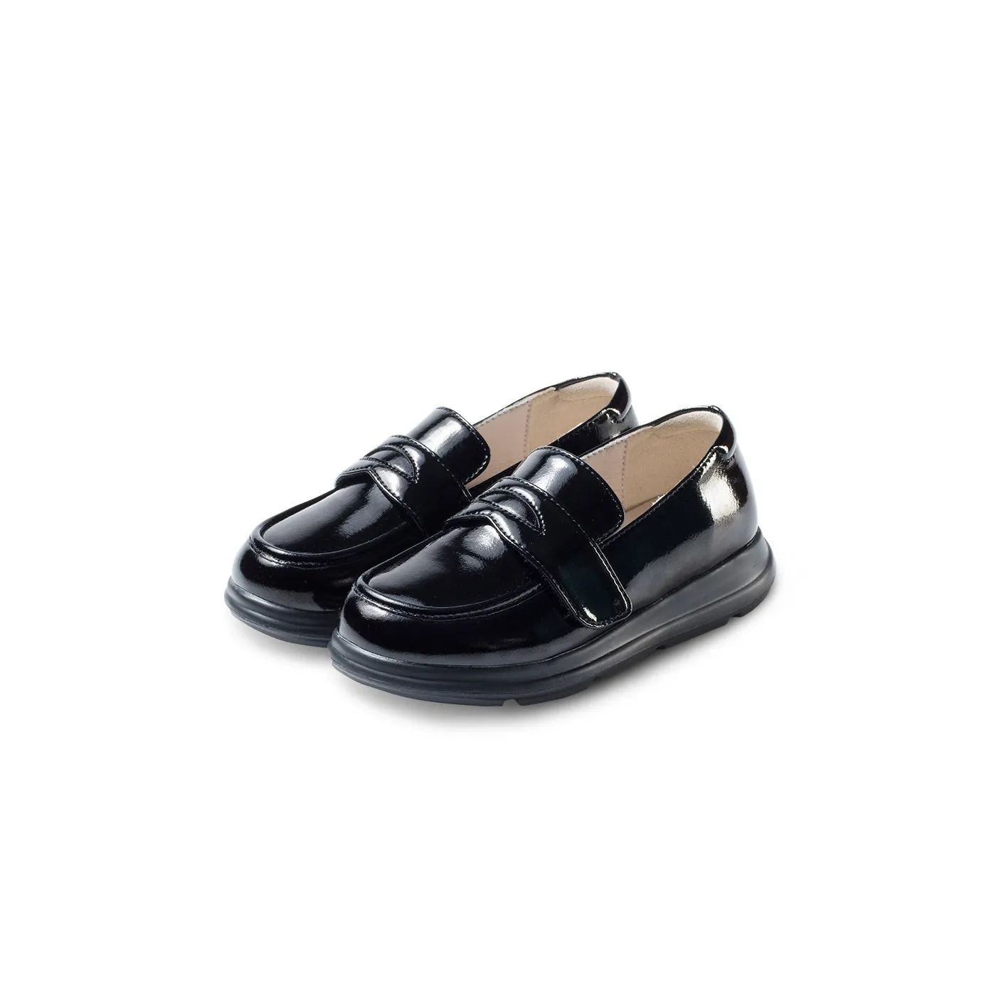 Glory Lightweight Kids Patent Black Loafers